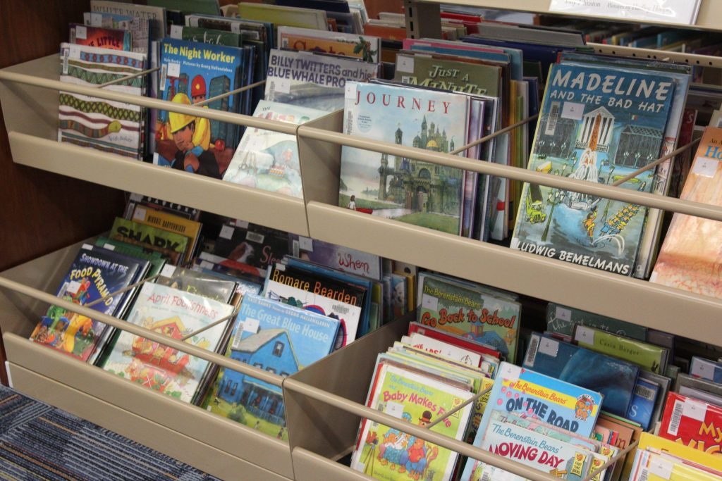 Rack of Children's books at Reddick Library